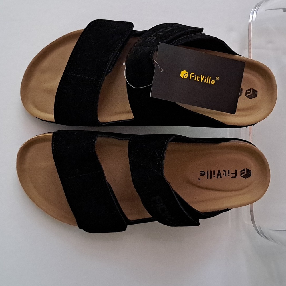 NWT Women's Arch Rebound Recovery Sandals (Pitch Black) - FitVille - Picture 2 of 12